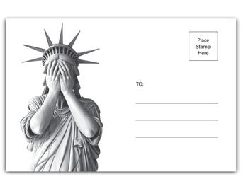 The Statue of Liberty Weeping, Political Voting Postcards to Voters from Your Constituent, Congress, Senate, Election, Democracy 4x6 Inches