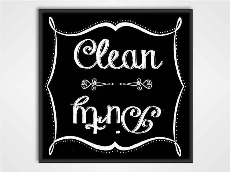Clean Dirty Dishwasher Magnet Sign Chalkboard Retro Style Design image 3