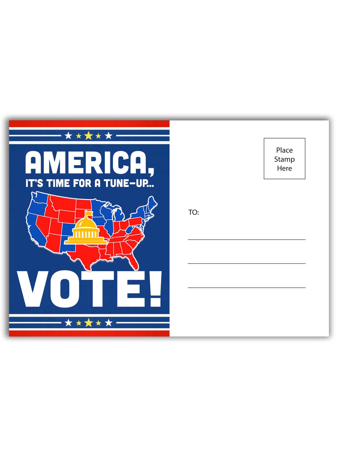 Voting Postcards 4x6 — America, It’s Time for a Tune-up, VOTE! — Red ...