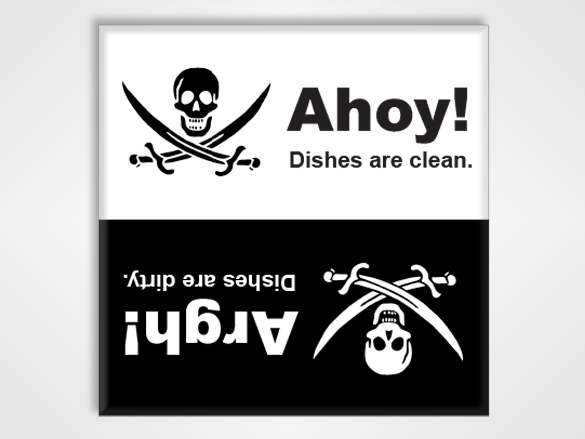 Clean Dirty Dishwasher Magnet Sign - Funny Pirate Skulls Design