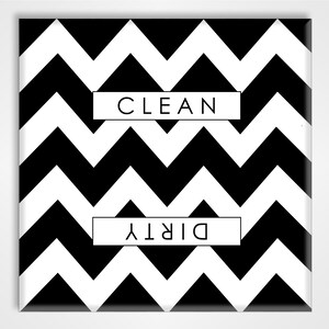 Clean Dirty Dishwasher Magnet Sign - Chevron Stripes Design