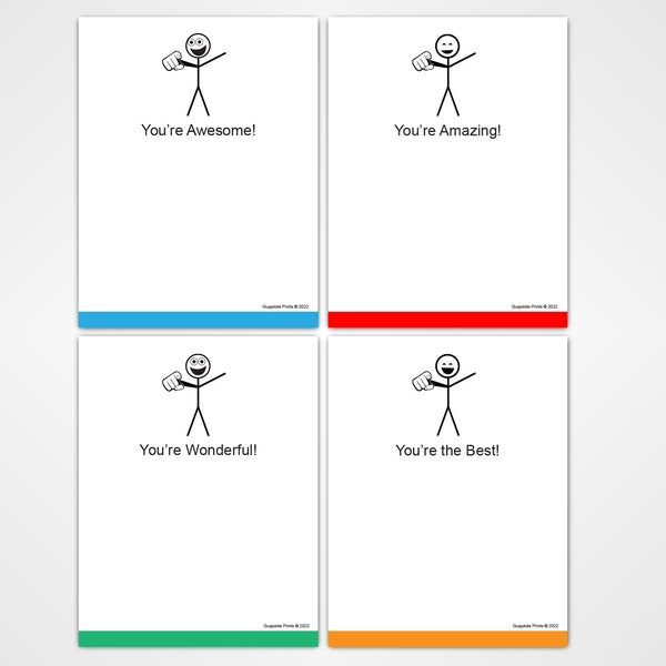 Funny Motivational Coworker Gift - You Are Awesome and More - 4 Pack Office Notepads
