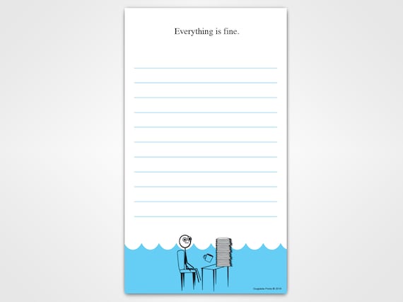 Everything is Fine Magnetic Grocery List Funny Gag Gift for Coworkers, Note  Pad, Sarcastic Memo Pad, Novelty Present, Fun Office Supplies 