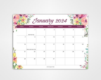 2024 - 2025  Magnetic Monthly Calendar Pad for Refrigerator - 2 Full Years (Beautiful Flowers)