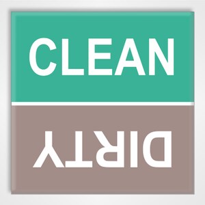 Clean Dirty Dishwasher Magnet Sign - Turquoise and Gray Design