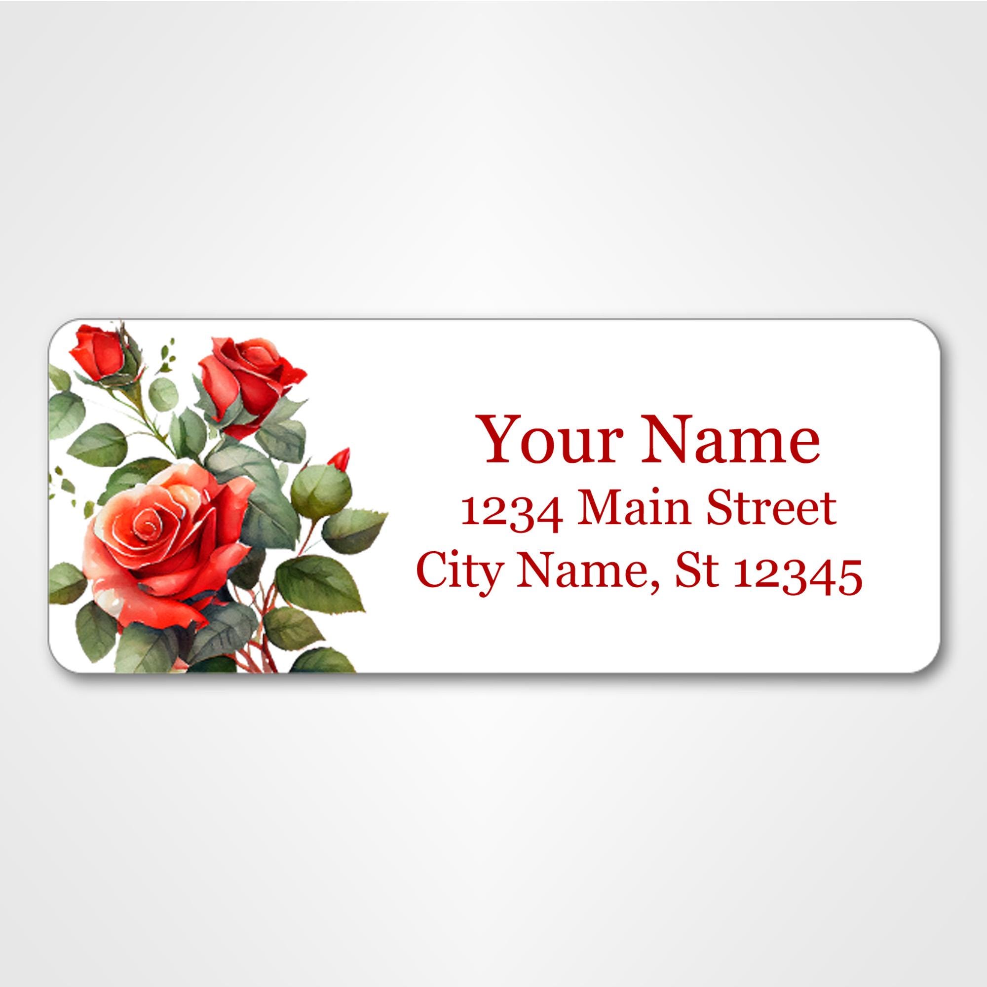 Personalized Return Address Labels - Red Roses - 120 Custom Self ...