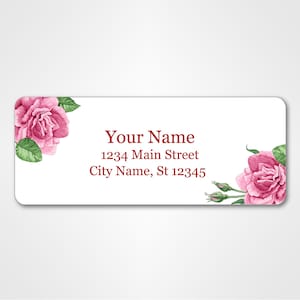 Personalized Return Address Labels - Red Roses Flowers (M2) - 120 Custom Self-Adhesive Stickers