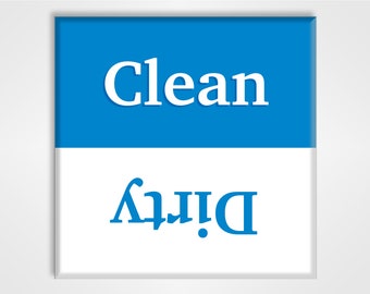 Clean Dirty Dishwasher Magnet Sign - Blue and White Style