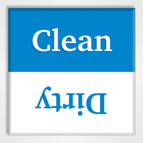Clean Dirty Dishwasher Magnet Sign - Blue and White Style
