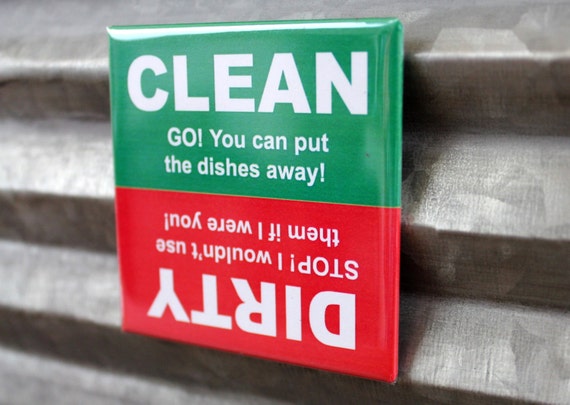 Clean Dirty Dishwasher Magnet (Red / Green)