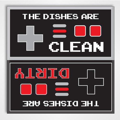 Clean Dirty Dishwasher Sign Funny 80's Retro Etsy