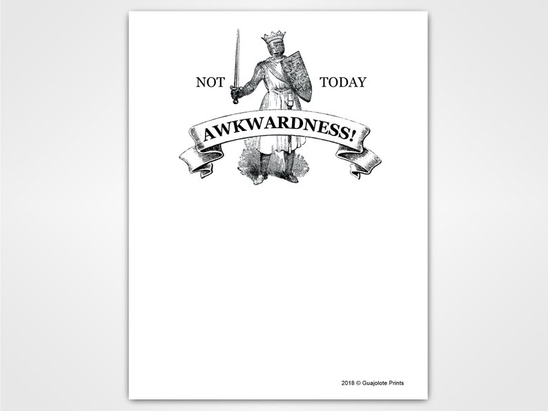 Not Today Awkwardness Funny Knight Notepad, Gag Gift for Coworkers, Note Pad, Sarcastic Memo Pad, Novelty Present, Fun Office Supplies image 1