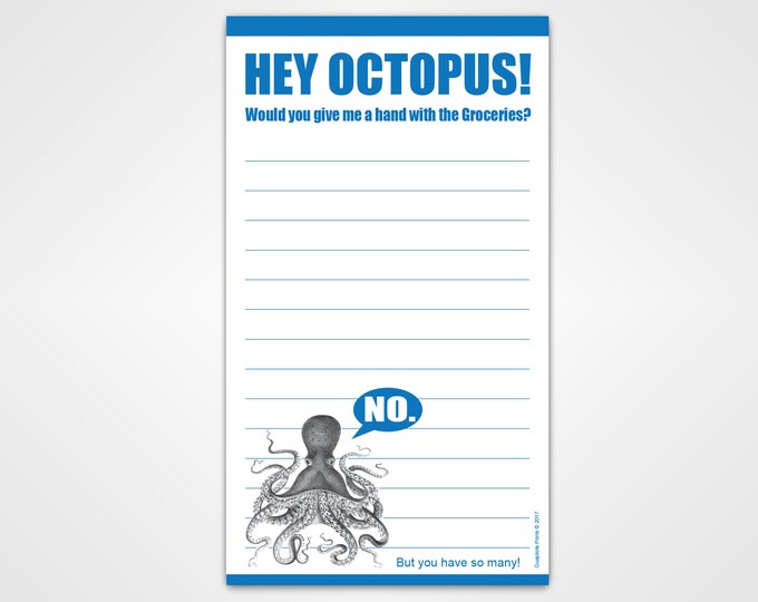 Hey Octopus! Magnetic Grocery List - Funny Gift for Coworkers