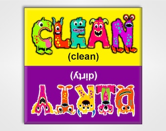 Monster Clean Dirty Dishwasher Magnet – Kitchen Organization