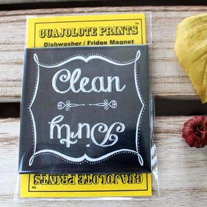 Clean Dirty Dishwasher Magnet Sign Chalkboard Retro Style Design image 2