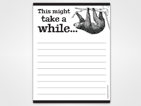 Funny Sloth Notepad - Gag Gift for Coworkers, Note Pad, Sarcastic Memo Pad,  Novelty Present, Fun Office Supplies