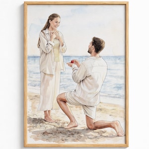 Custom Couple Portrait | Proposal Engagement Anniversary Gift | Art from Photo | Watercolor Style Painting | Personalized Gift