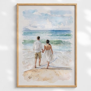 Custom Couple Portrait | Anniversary Gift | Art from Photo | Watercolor Style Painting | Personalized Gift