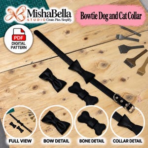 Leather Pet Collar Pattern with Bow Tie & Bone | PDF Dog / Cat Collar