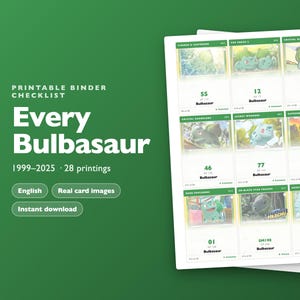 Every Bulbasaur Pokémon Card Checklist | English, Japanese & Master Set | Printable Binder Placeholders | Instant Download PDF
