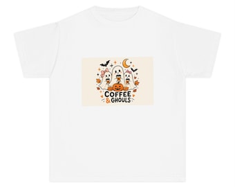 Koffie & Spookjes Kindershirt | Halloween spoken, pompoenen, vleermuizen