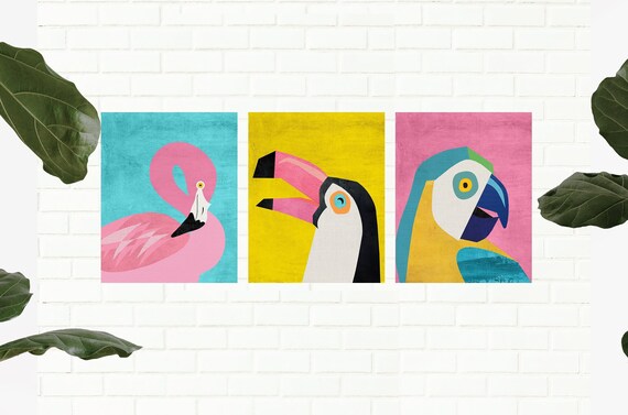 Oiseaux Gravures Enfants Chambre Oiseaux Tropicaux Toucan Etsy