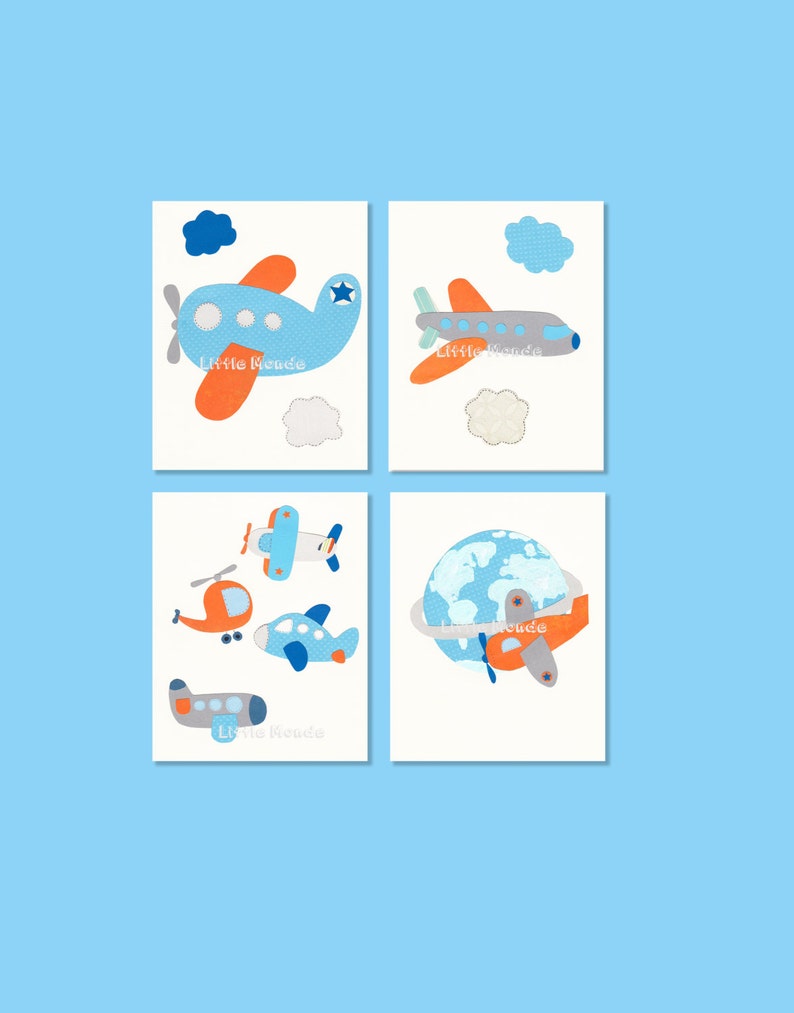 NURSERY ART PRINTS Baby Boy Nursery Prints Set of 4 Prints Etsy