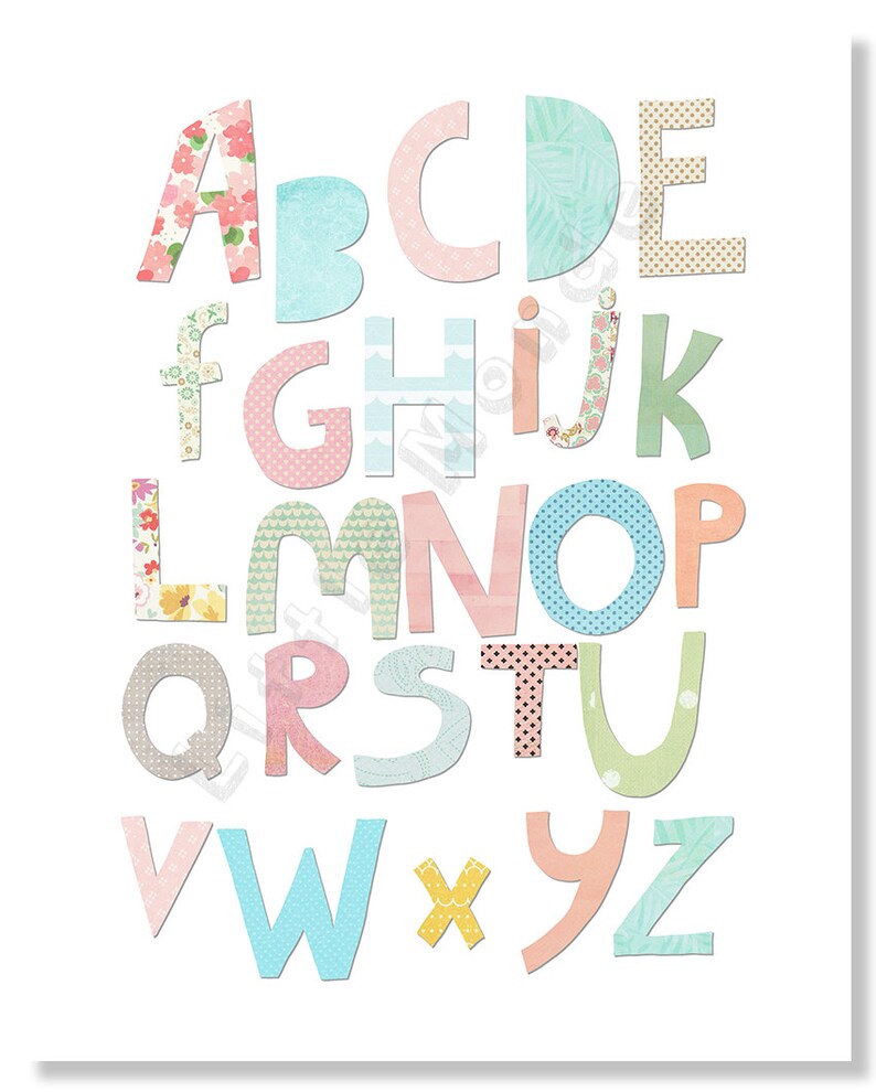 ABC Print Baby Nursery Alphabet Printable For Kids Baby Girl Etsy