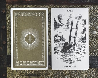 The Somnia Tarot - "The Moon" 3x5 Letterpress Tarot Card, Limited Edition of 100, Signed