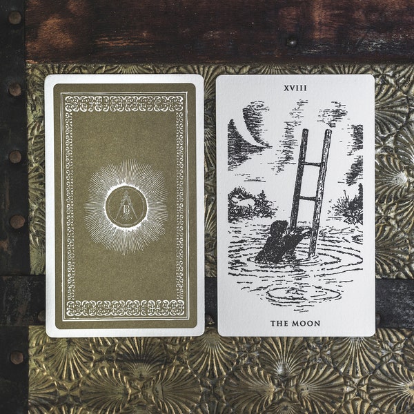 The Somnia Tarot - "The Moon" 3x5 Letterpress Tarot Card, Limited Edition of 100, Signed