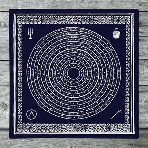 The Somnia Tarot Spread Cloth - 100% Navy Cotton - 21.5 x 21.5 inches