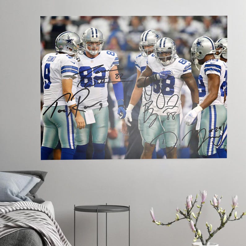 Signed Dallas Cowboys Football Photo Print: Romo, Witten, Bryant - Etsy