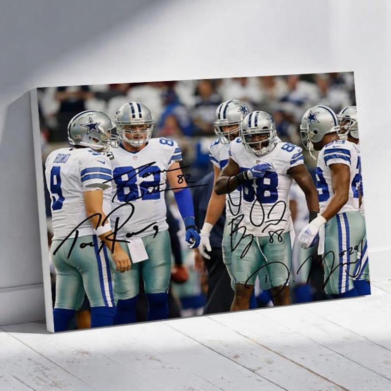 Signed Dallas Cowboys Football Photo Print: Romo, Witten, Bryant - Etsy