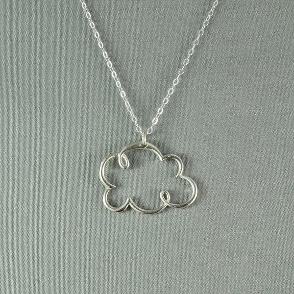 Rain Cloud Necklace, 925 Sterling Silver, Modern, Simple, Delicate, Everyday Wear Necklace