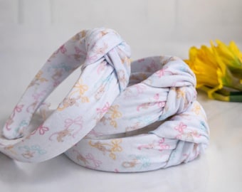 White Bunny Bows Headband, Comfortable Knot Design, Easter Accessory, Brynnbands