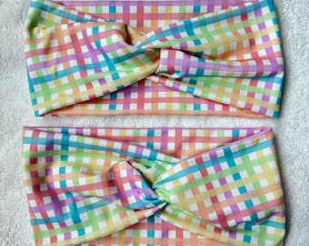 Gingham Headband, Springtime Plaid Headband, Soft Headband,  Easter Headband, Brynnbands, Turban Style Headband, Soft Headband,