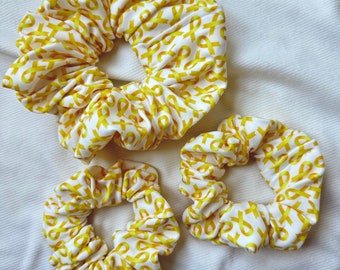 Yellow Ribbon Scrunchie, Pediatric Cancer Ribbon, Ribbon Scrunchie, Yellow Ribbons, Pediatrics, Go for Gold