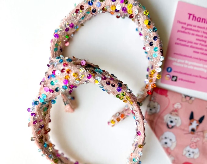 Featured listing image: Sequin Headband, Hard Headband , Hair Headband, Birthday Headband, Sparkle Headband, Brynnbands