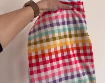 Bright Rainbow Gingham Double Brushed Poly Custom Flares & Bikers