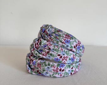 Rifle Paper Co Headband, Rosa Cotton, Hard Headband. Top Knot, Rifle Paper Co, Top Knot Headband, Brynnbands, Knotted Headband, Headband,