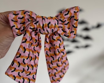 Retro Bats Bow, Floppy Bow Hair Clip, Barrette Hair Clip, Soft Hair Clip, Barrette Bow , Brynnbands