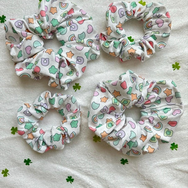 Lucky charms Shamrocks Scrunchies, Bunny Ear Scrunchie, St Patrick's Day Scrunchie, Soft Scrunchie, Brynnbands, Fabric Hair Tie