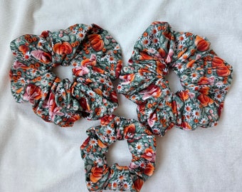 Faux Embroidery Pumpkins & Bows Scrunchie, Fall Scrunchie, Soft Scrunchie, Brynnbands, Fall Scrunchies, Fall Hair, Scrunchie Set