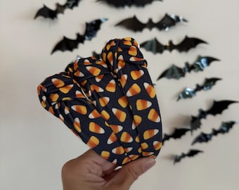 Candy Corn Headband,  Halloween Top Knot Headband, Brynnbands, Hard Headband, Top Knot, Top Knot Headband, Spooky Headband