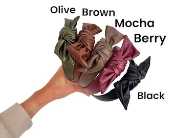 Pleather Top Knot Headbands - Handmade Brynnbands, Black Pleather Headband, Pleather Headband, Hard Headband