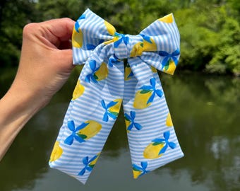 Lemons Bow,  Floppy Bow Hair Clip, Barrette Hair Clip, Soft Hair Clip, Barrette Bow , Brynnbands