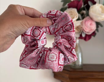 Red Faux Quilted Scrunchie