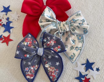 Set of 3 Fable Bows, 4th of July Bows, Red white and Blue bows, brynnbands