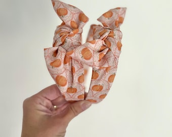 Pumpkin Scallops BOW Headband, Hard Headband, Hair Headband, Fall Headband, Brynnbands,