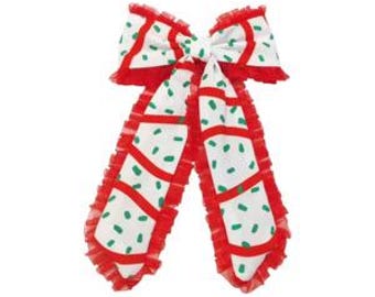 Christmas Cakes Bow, Holiday Bow, Ruffle Bow, Brynnbands